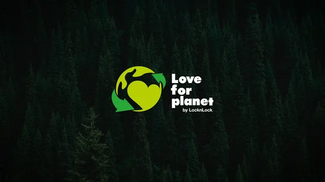 락앤락 「Love for planet」 캠페인 로고 — 짙은 숲 배경
